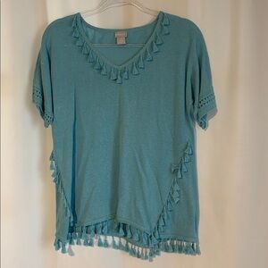 Chico’s Tassel Trim Pullover.